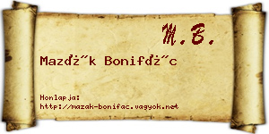 Mazák Bonifác névjegykártya
